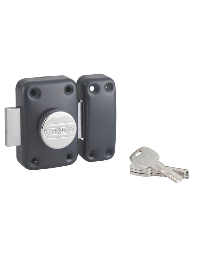 THIRARD - Verrou à bouton Transit 2 pour porte d'entrée, cylindre 45mm, 4 clés, anthracite - THIRARD
