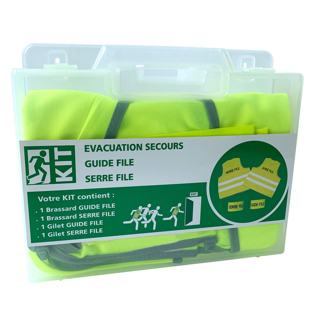 Kit d’évacuation incendie guide-file / serre-file, mallette murale, 2 ...