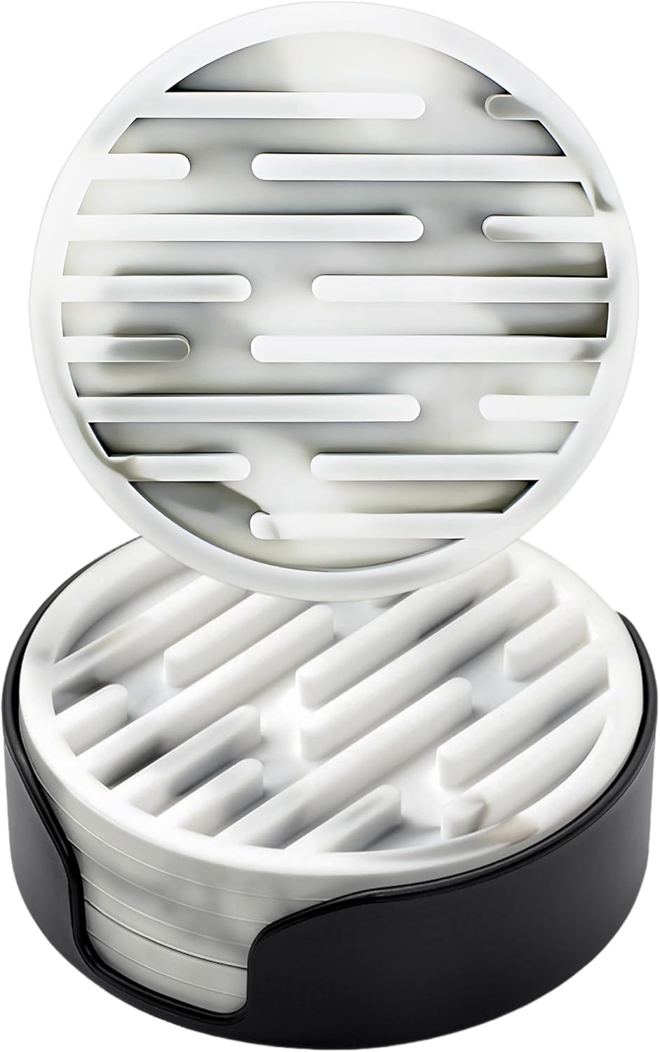 Zestaw 6 silikonowych podstawek o średnicy 10 cm (białe) z uchwytami, okrągłe podstawki antypoślizgowe, odpowiednie do kubków i napojów