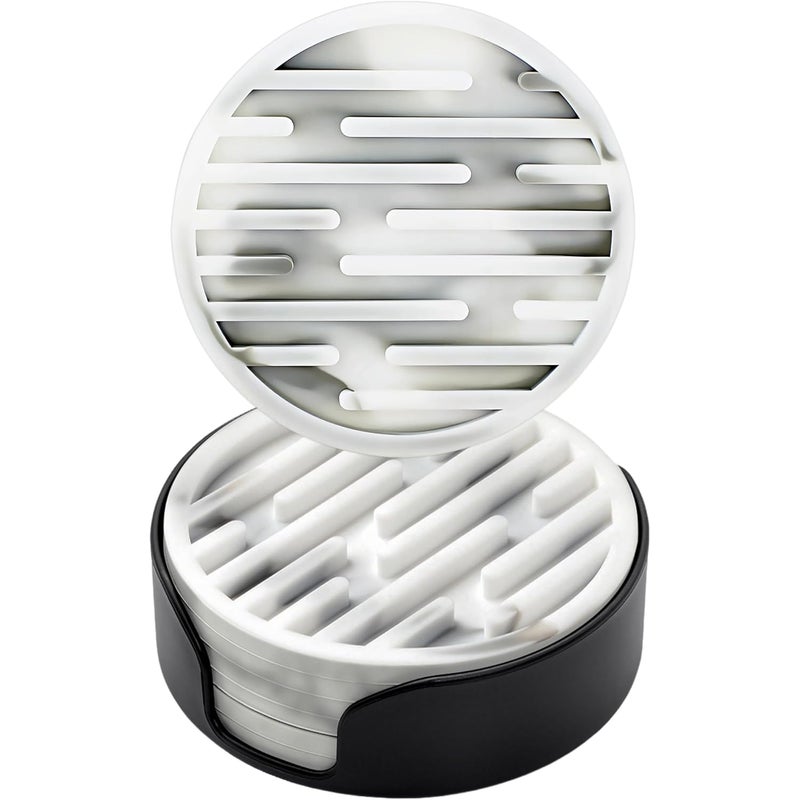 Zestaw 6 silikonowych podstawek o średnicy 10 cm (białe) z uchwytami, okrągłe podstawki antypoślizgowe, odpowiednie do kubków i napojów