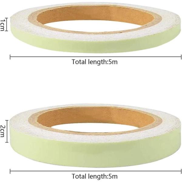 Confezione da 2 rotoli di nastro adesivo fosforescente - 10 m - Rimovibile, impermeabile e fotoluminescente - 2
