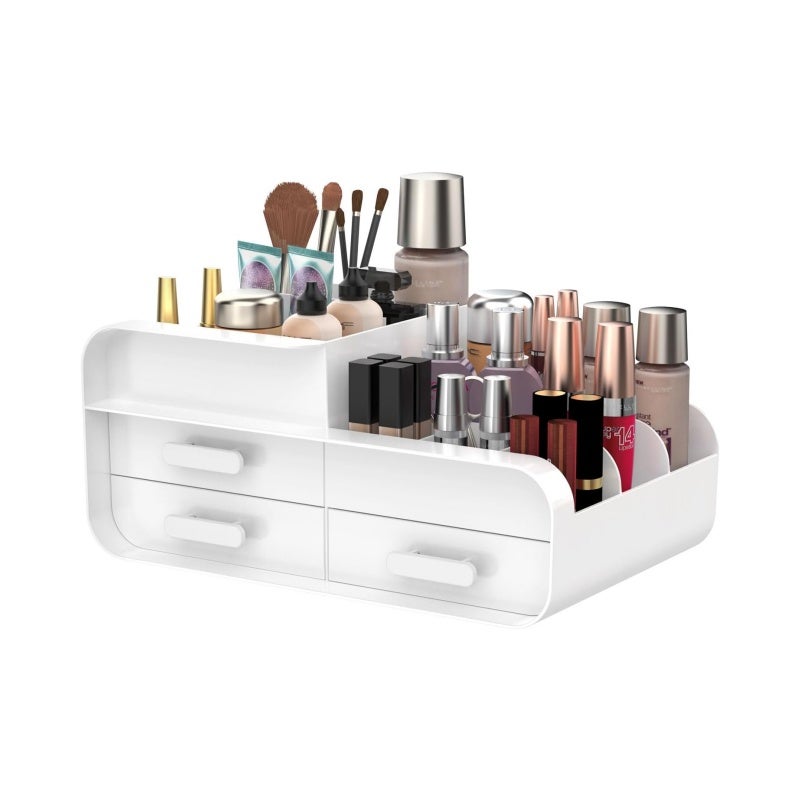 FoiiLiio Organisateur Maquillage 3 Étages Empilable - Grand Rangement Avec Tiroirs Et Anti-dérapant