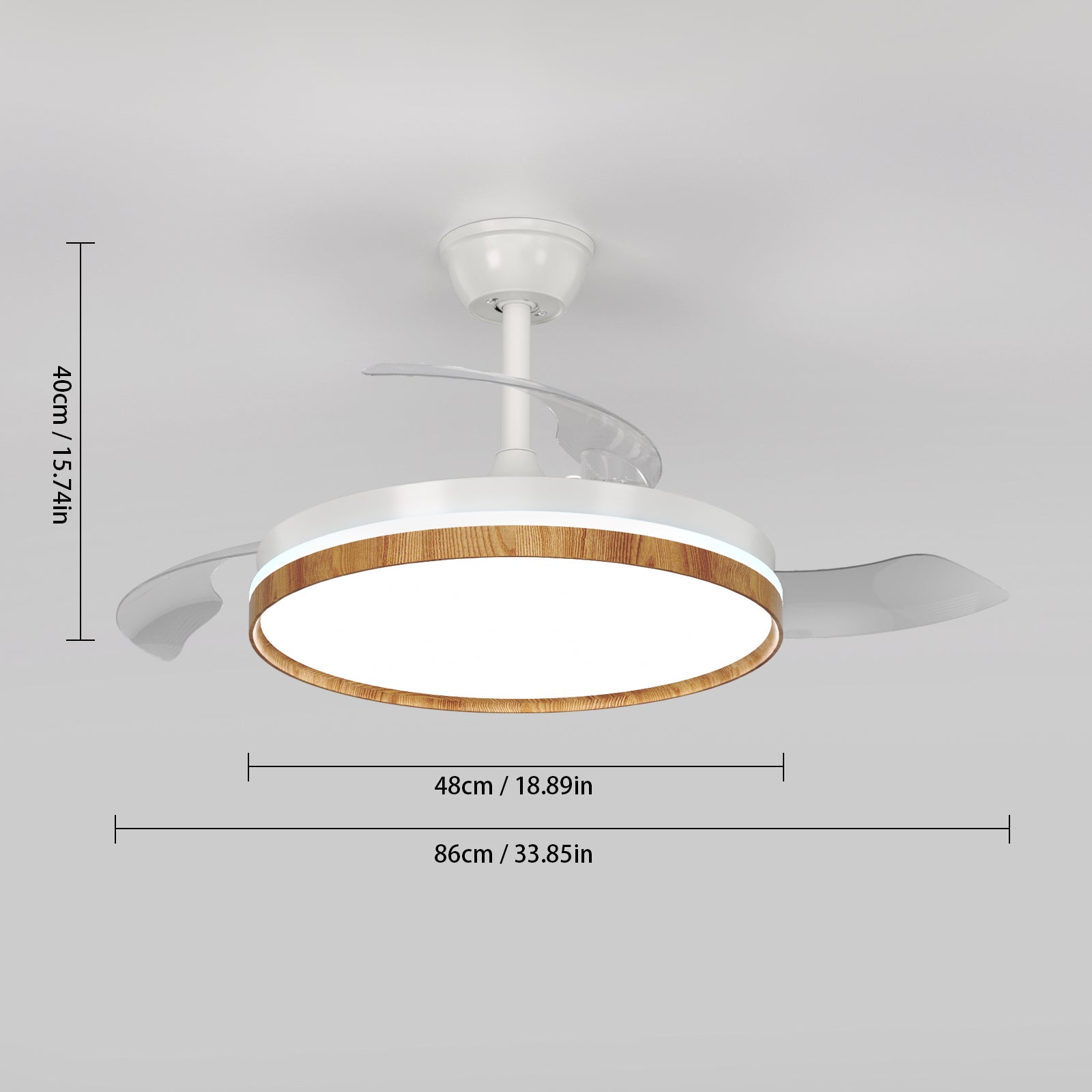COMELY Ventilateur de plafond avec lumière LED 36W Ø106 cm blanc effet bois, 3000-6500K dimmable, télécommande - 2