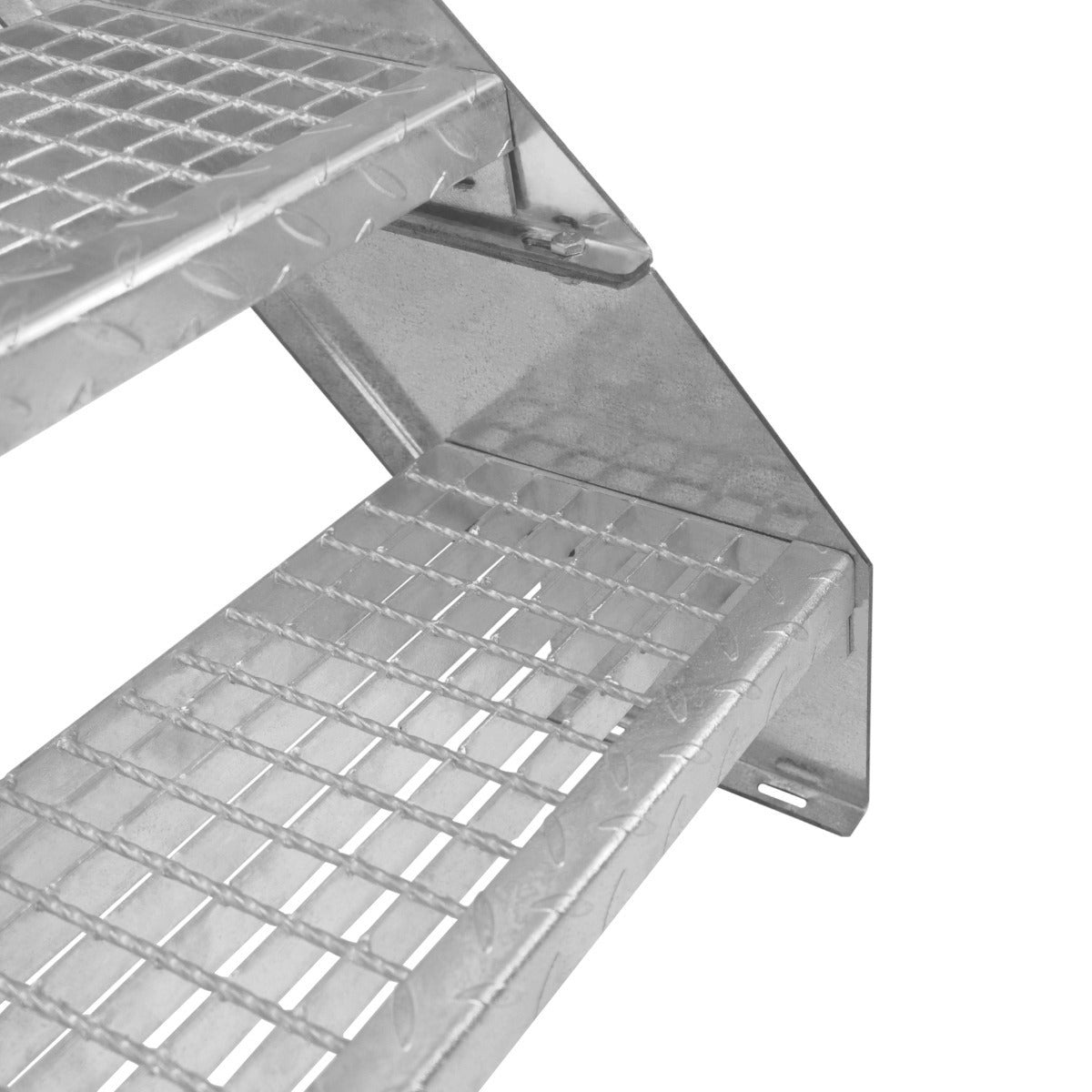 Scala in metallo a 2 livelli regolabile in altezza 90 cm di larghezza Acciaio zincato argento 2 gradini regolabili - 3