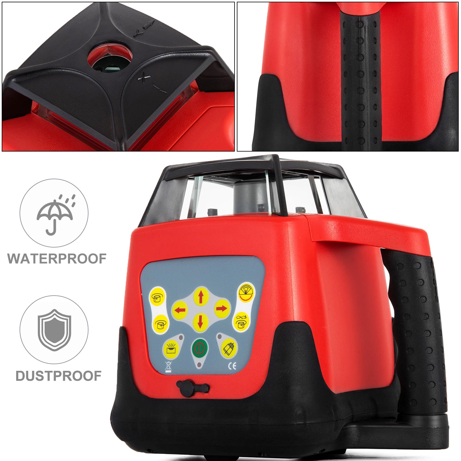Livella Laser 360° VEVOR Autolivellante Rossa, Laser Rotante con Linee Orizzontali e Verticali, Portata 500 m per Cantiere Esterno - 2