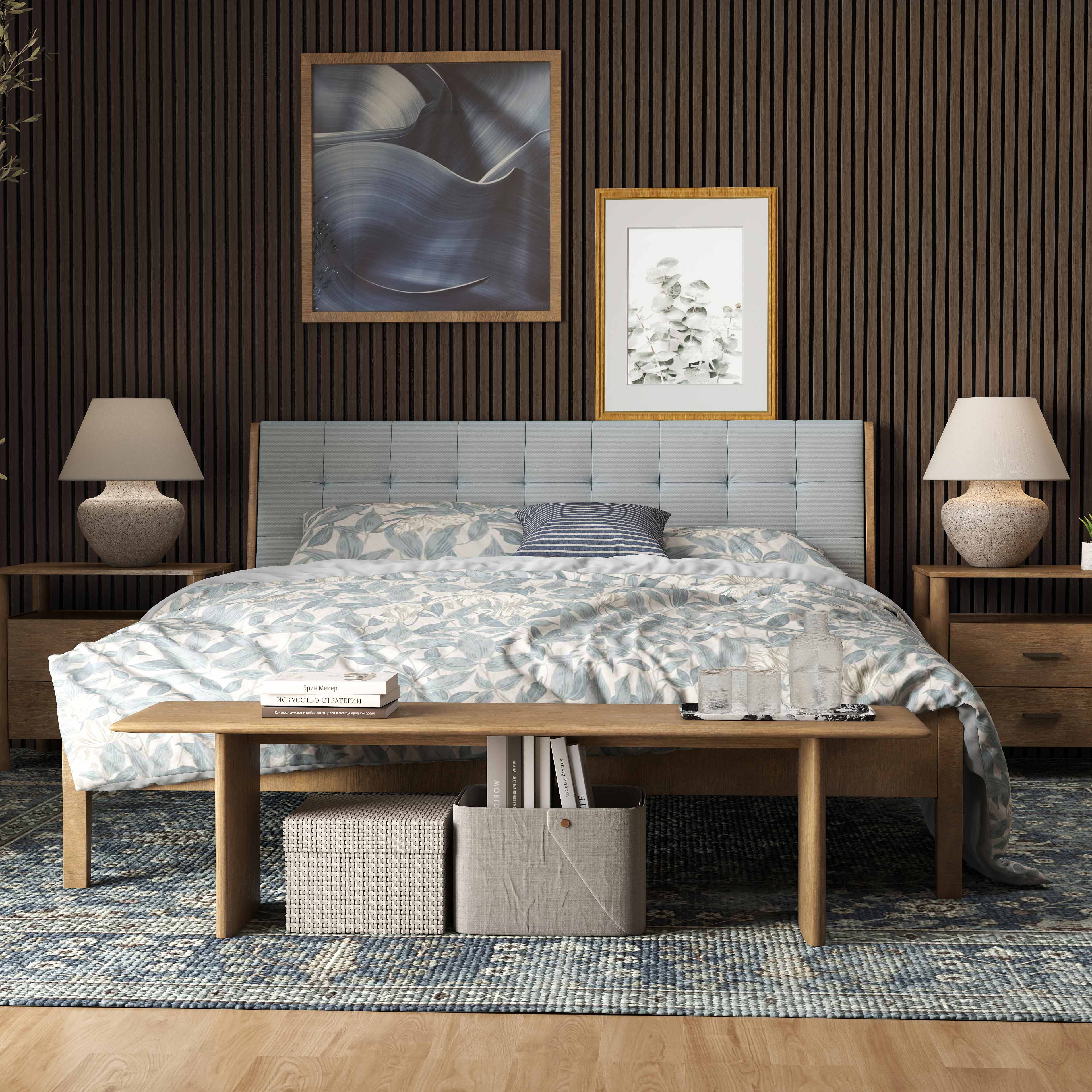 Lot de 3 Panneaux Muraux Décoratifs Acoustiques Bois MDF 240x60cm Noyer AntiBruit, Facile à Poser - 2