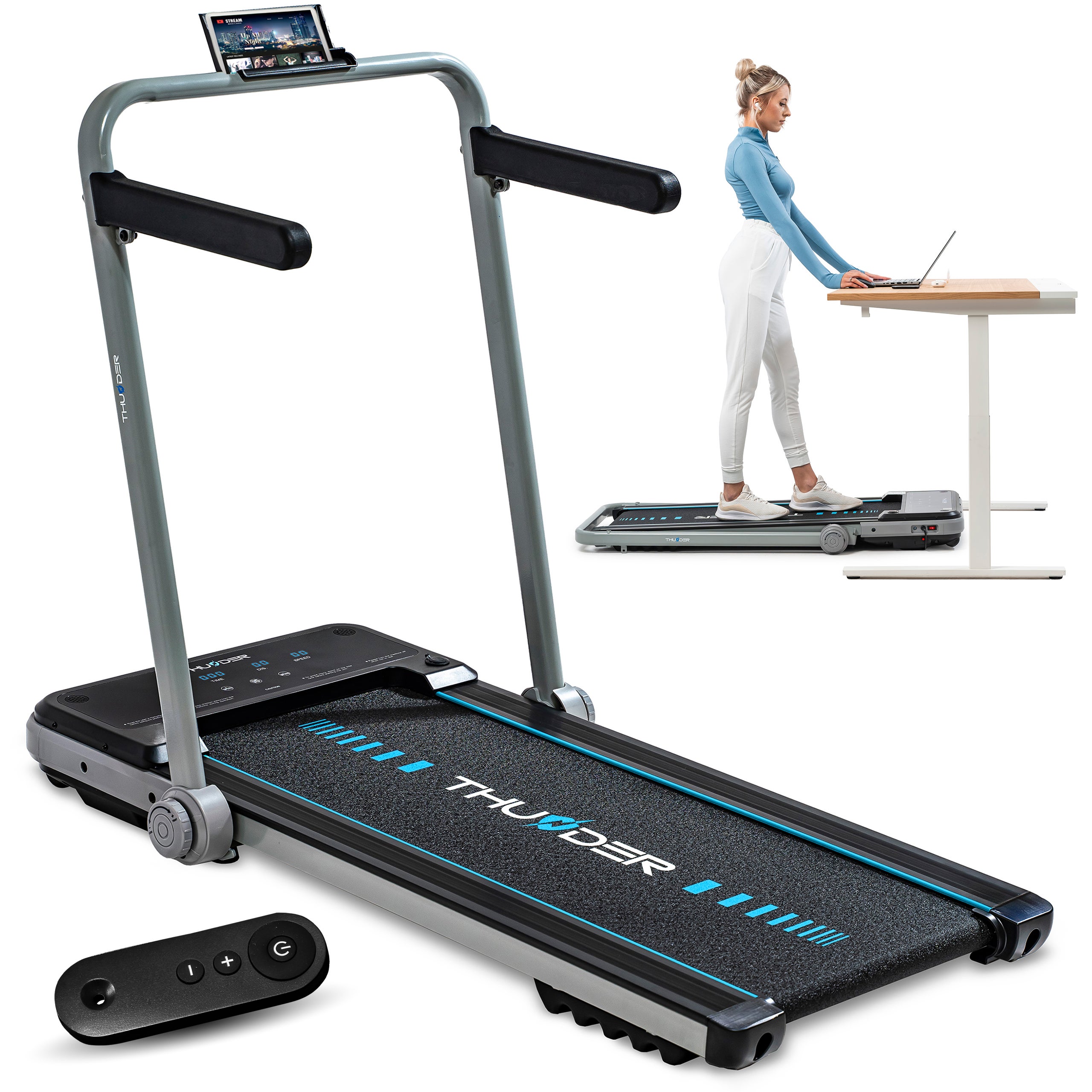 Bieżnia elektryczna THUNDER IMPACT-SILVER 12km/h domowa aplikacja składana 130kg