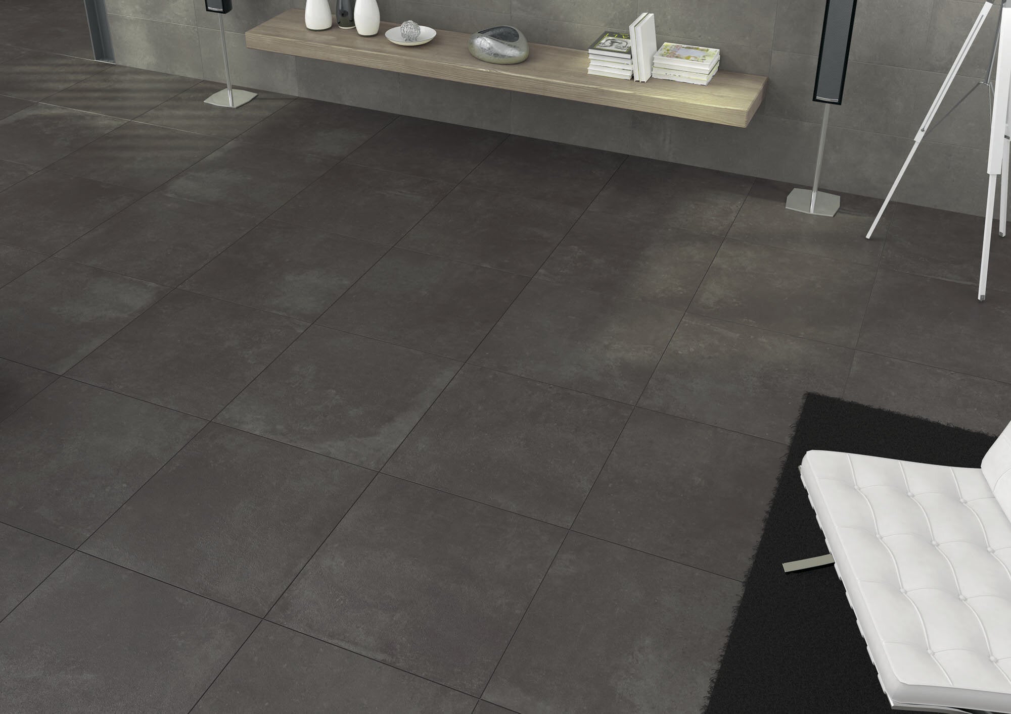 Grès cérame - KOMPACT - BLACK - 60x60 - Antidérapant - Boite de 1.08m² ...