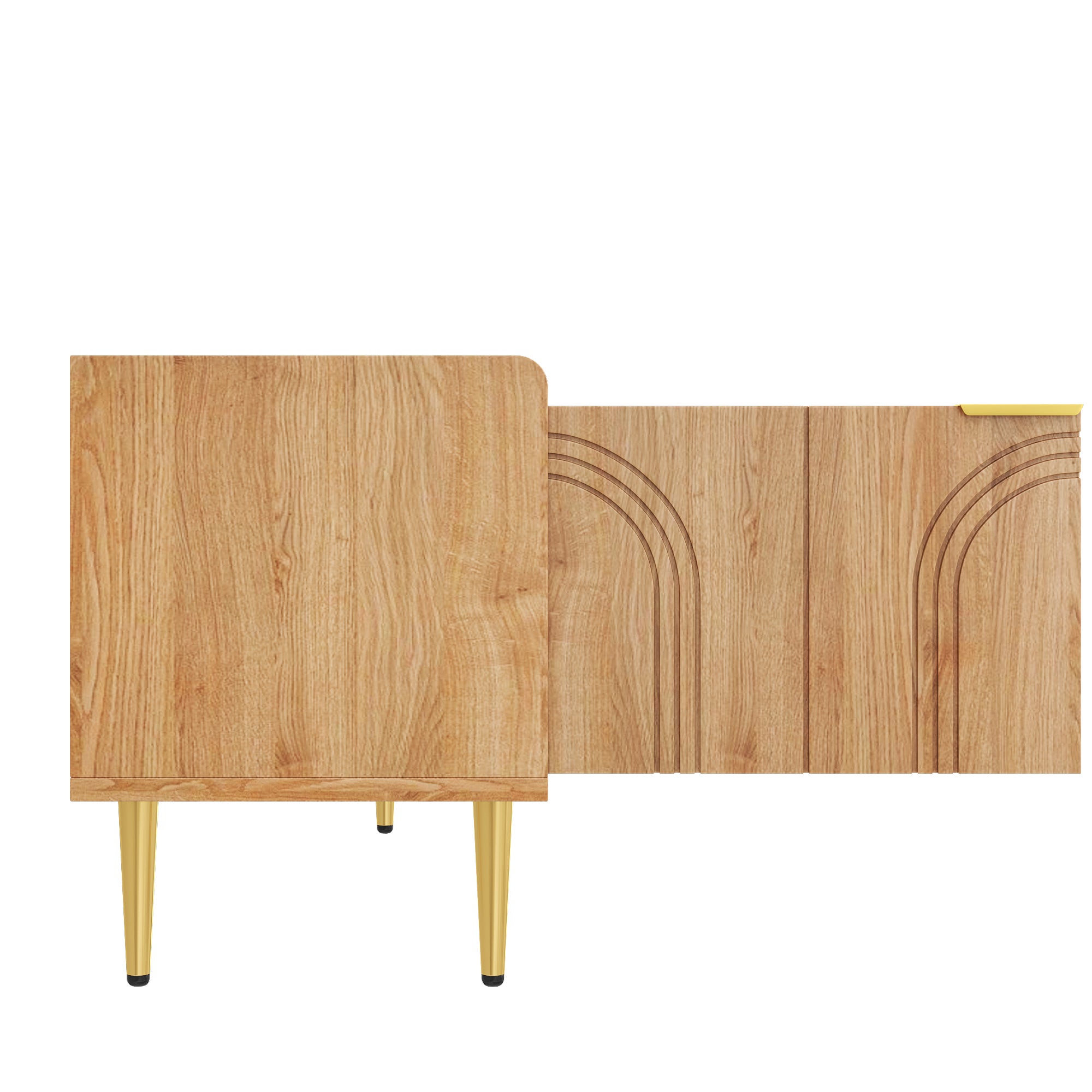 Mobile TV 170x35x47.5cm moderno scultoreo linee tridimensionali MDF naturale - 4