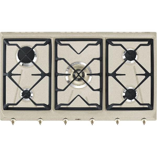 Placa de cocción a gas empotrada de 5 fuegos srv896avogh2 de smeg