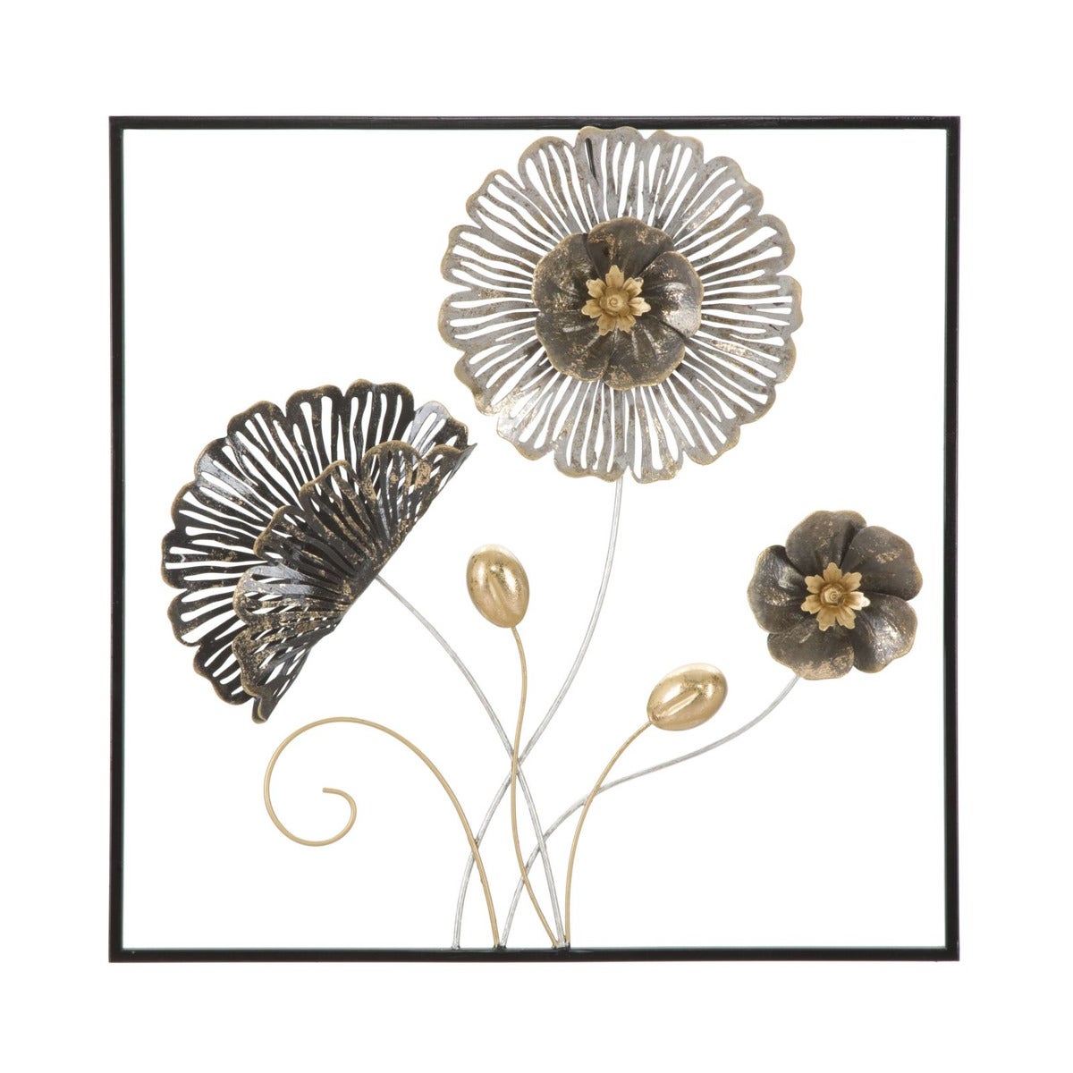 Metalowa Dekoracja 3D Kwiaty 40, Metal, Wielokolorowy, Seven Design