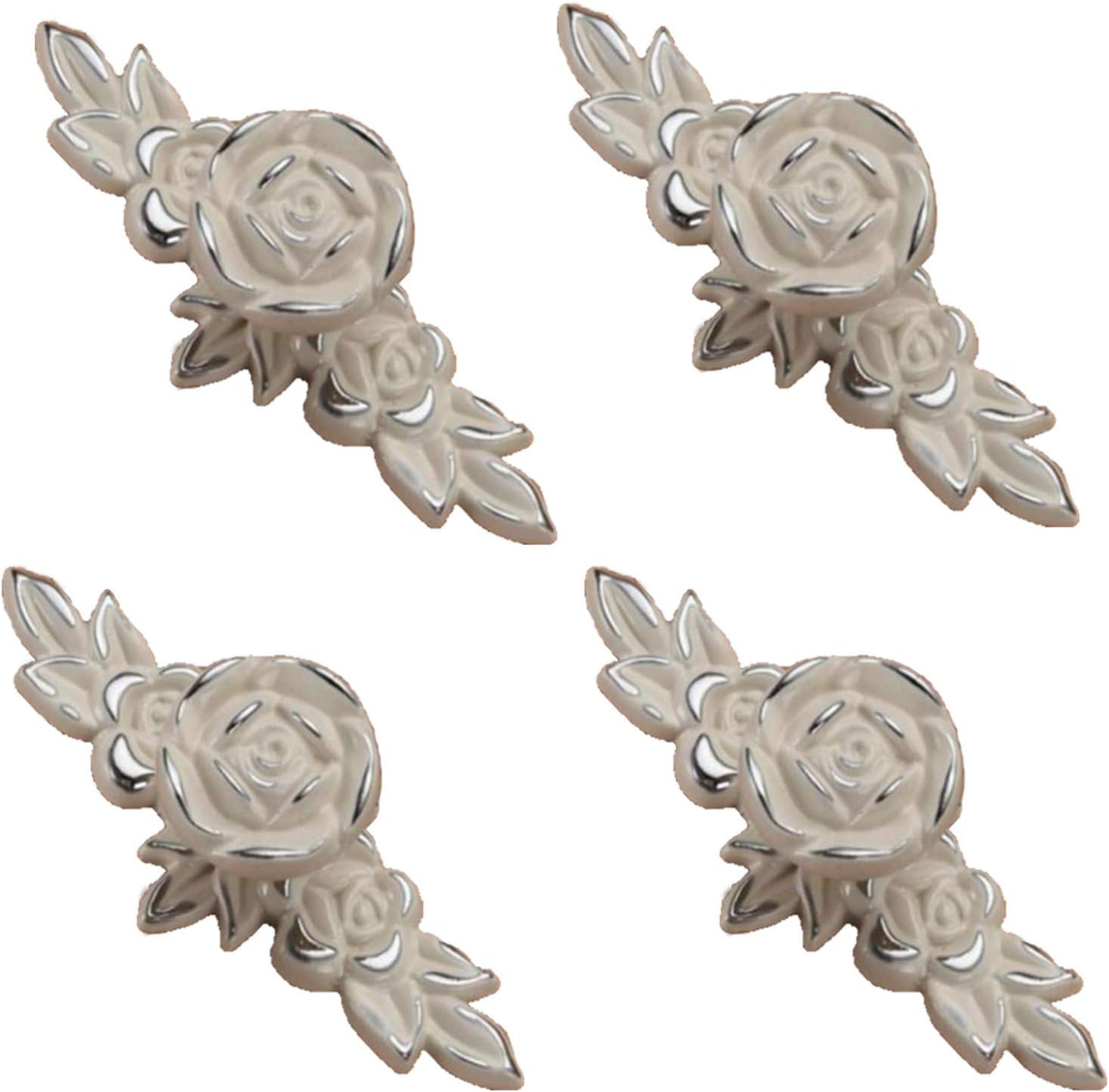 Yuanhao Lot de 4 boutons d'armoire Euro Rose avec plaques arrière