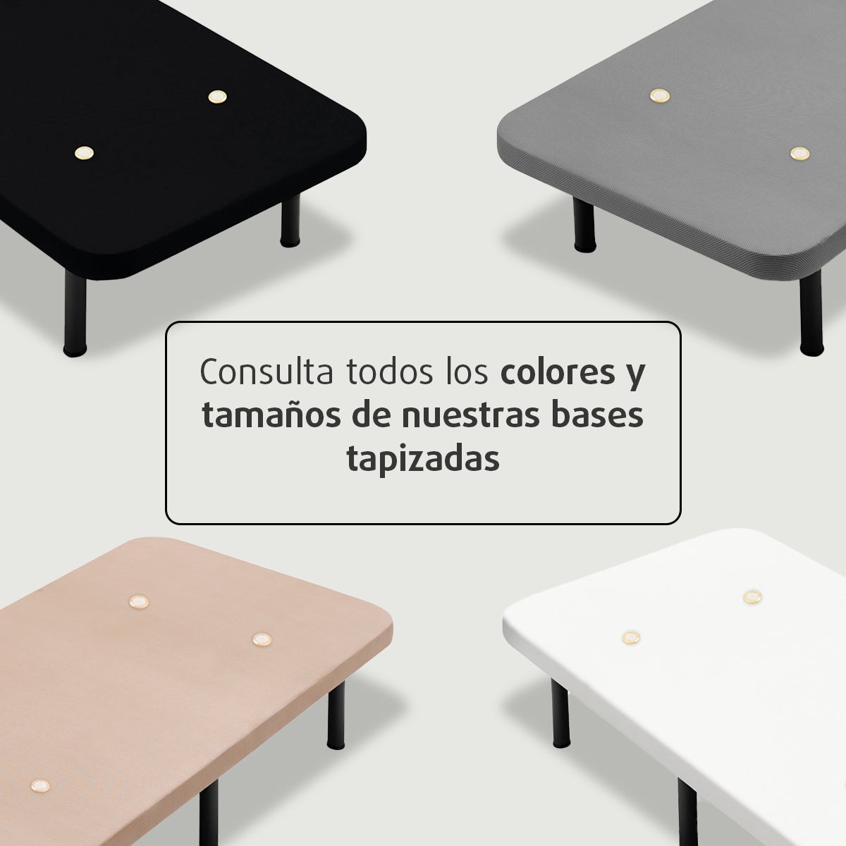Base Tapizada Con Patas de 26 cm con Tejido 3D Transpirable | Barras Transversales de Refuerzo | Color Beige | Medidas 135 x 190 cm - 3