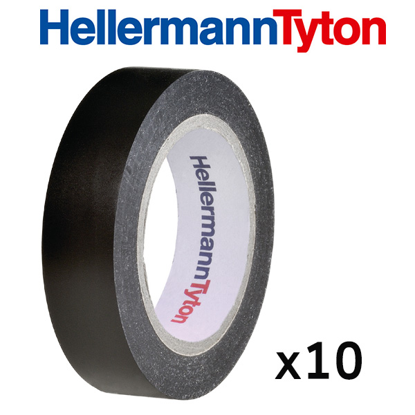 Ruban isolant Hellermanntyton, lot de 10, 10 m x 15 mm, noir, résistance 1 kV, ignifuge, homologué VDE, usage intérieur et extérieur - 3