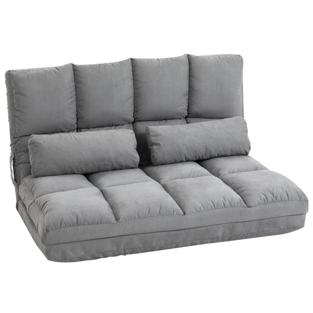 Chauffeuse matelas - HOMCOM - appoint pliant fauteuil convertible dossier réglable 2 coussins - polyester - gris