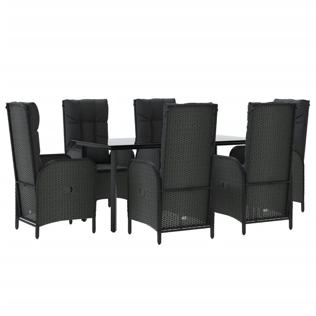 Maison Exclusive - Set da Pranzo da Giardino 7 pz Nero con Cuscini in Polyrattan - 3