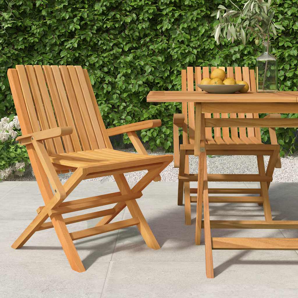Chaises de pliantes lot de 2 61x67x90cm bois massif teck | Leroy Merlin
