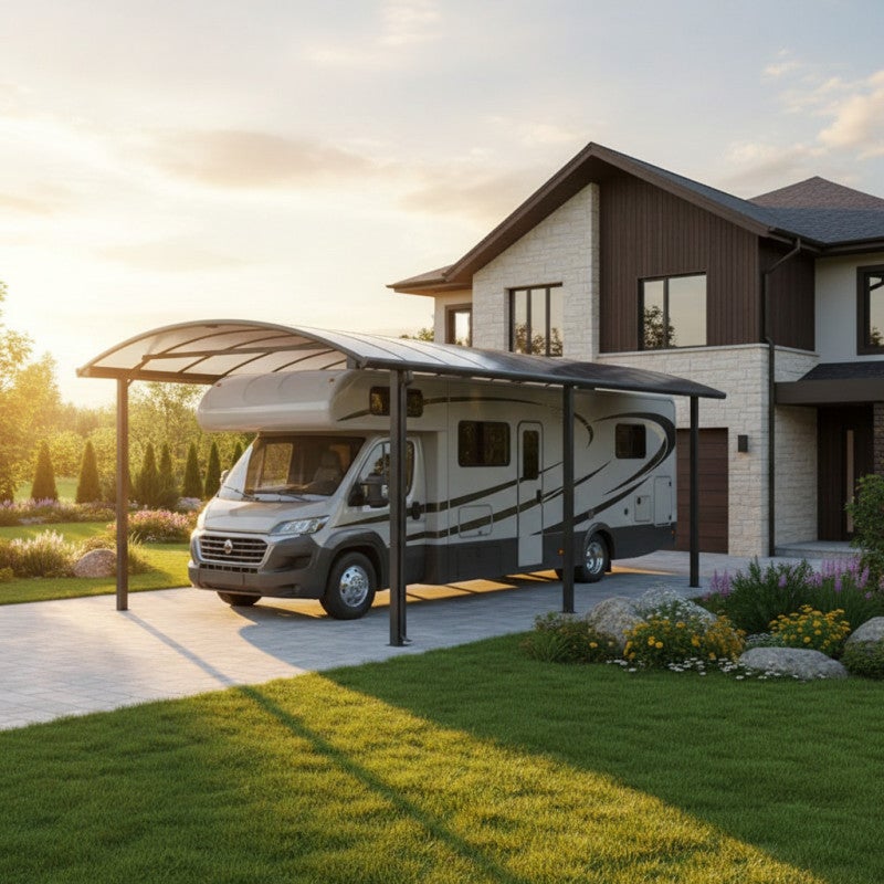 X-Metal Carport aluminium 27,36 m² pour camping-car toiture polycarbonate 6mm anti-UV Anthracite - 2