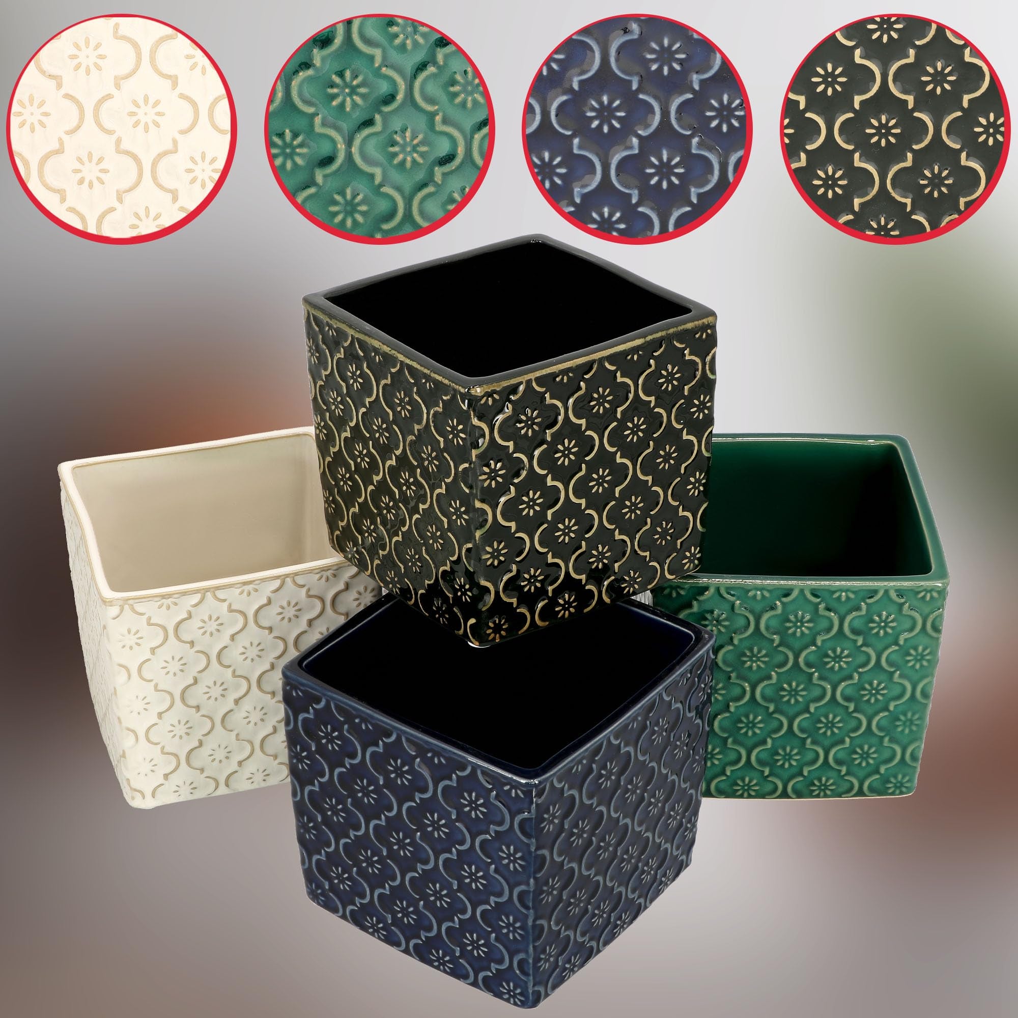 2x doniczka vintage 13x13 ceramiczna donica osłonka na kwiaty zioła rośliny - KOTARBAU - 9
