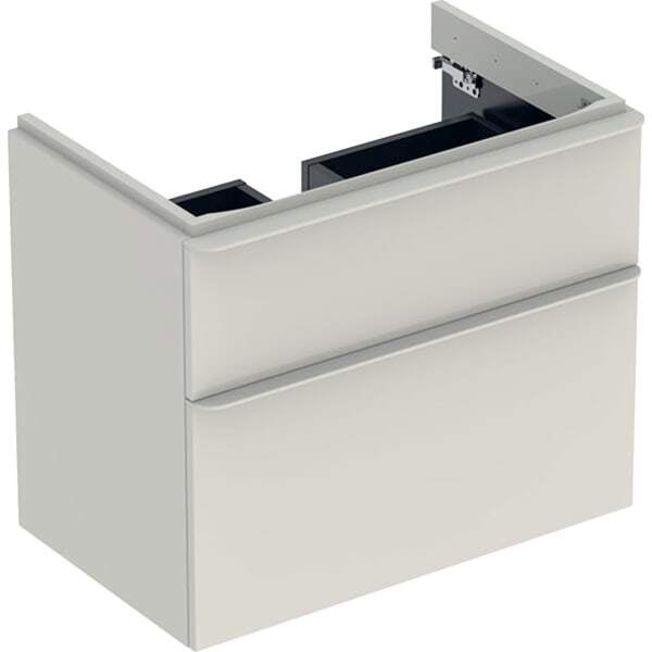 Geberit smyle mueble de lavabo cuadrado, 500353, 734x617x470mm, con 2 cajones, 500.353.jl.1, color: gris arena / lacado brillante