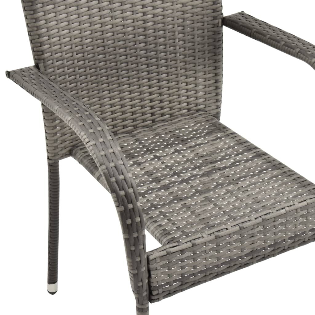 Chaises empilables d'extérieur 4 pcs Gris Résine tressée - 8