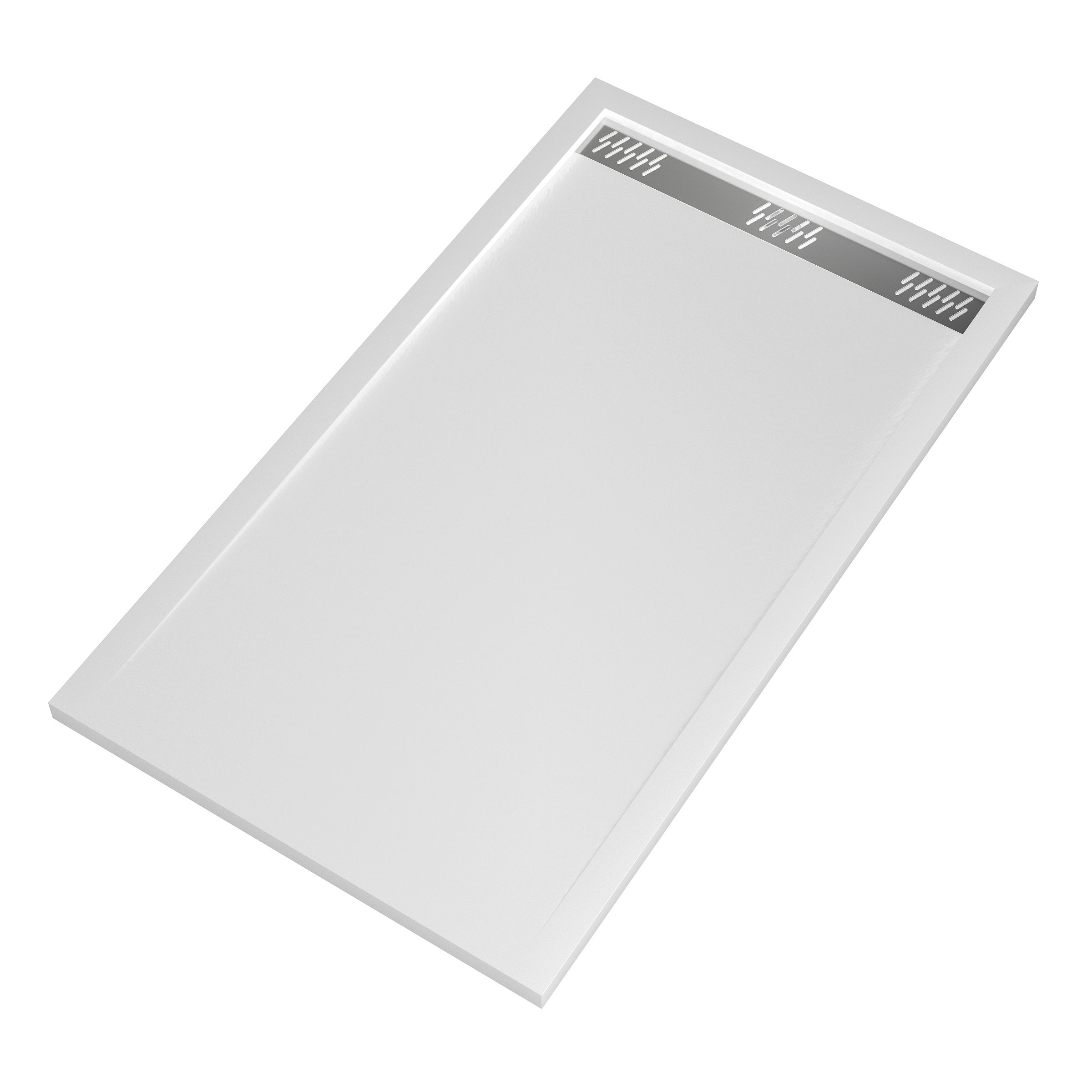 Receveur en acrylique Blanc 80x140x5 cm - Grille Linéaire Chrome - WHITENESS II - 5