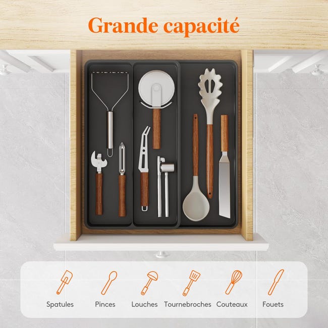Vassoio portaposate tidy smart bamboo a 3 scomparti - 5five Vassoio portaposate tidy smart bamboo a 3 scomparti - 5five
