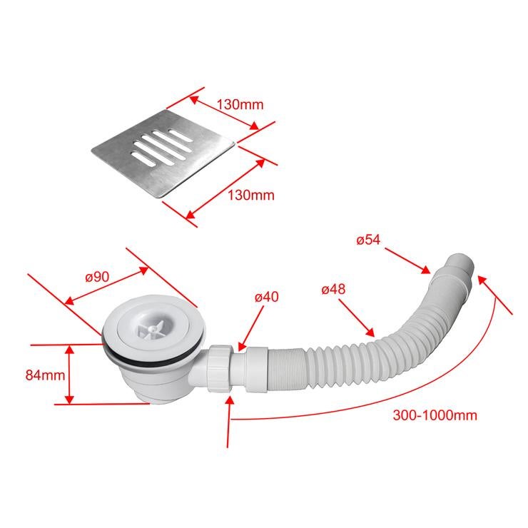 Aica Receveur De Douche 120x90cm Rectangulaire Extra Plat Blanc Antiderapantavec Une Grille En Inox - 3