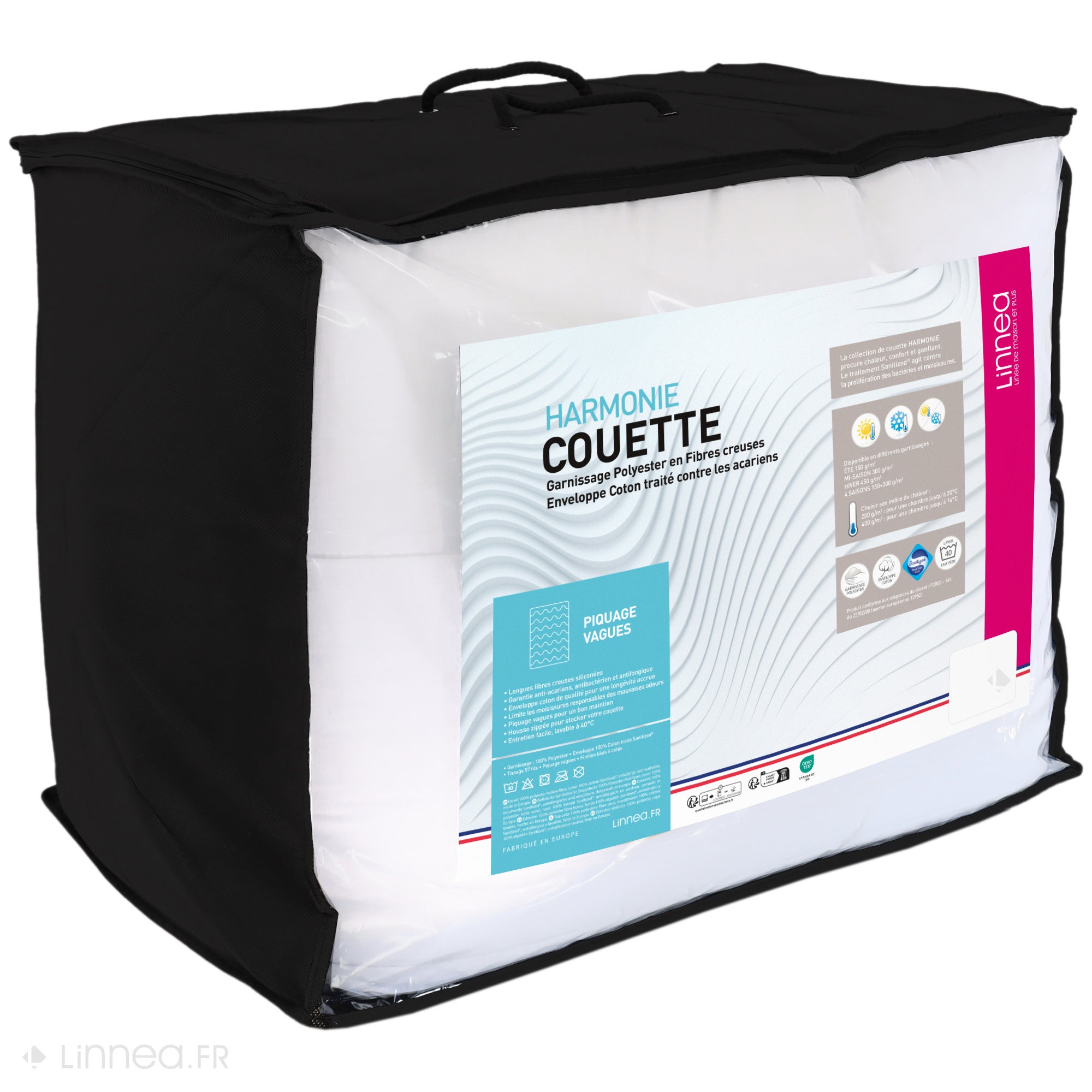 Couette 4 saisons 240x220 cm HARMONIE garnissage fibre polyester 150+300 = 450 g/m2 - 5