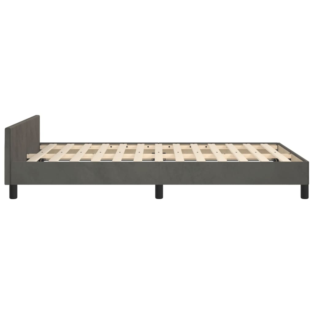 Cadre de lit sans matelas, velours, gris foncé, pour la chambre, 120 × 200 cm - 7