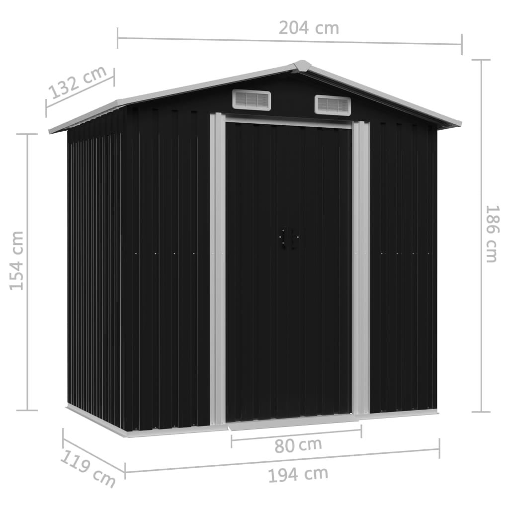 Maison Exclusive - Capanno Attrezzi da Giardino Antracite Acciaio 204x132x186 cm - 8