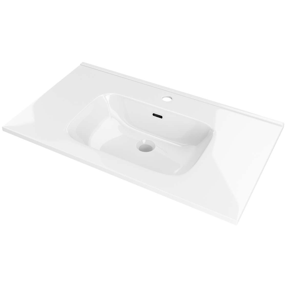 Meuble salle de bain ANCONA 100cm – Plan vasque céramique, 2 tiroirs, finition Finition Chêne Naturel, H 54cm x P 45cm - 5