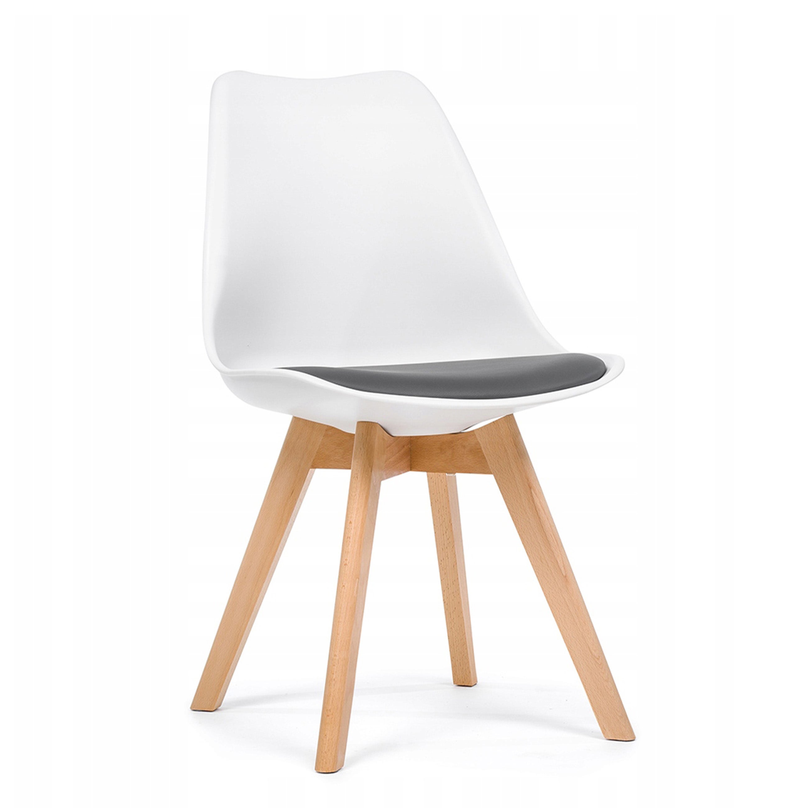 Krzesło skandynawskie z poduszką DUBLIN biało szary