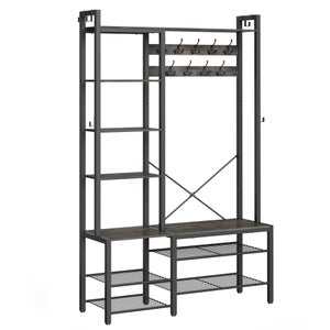 Appendiabiti da ingresso, scarpiera, stile vintage, industriale, 3 in 1, facile da montare, per camera da letto e soggiorno