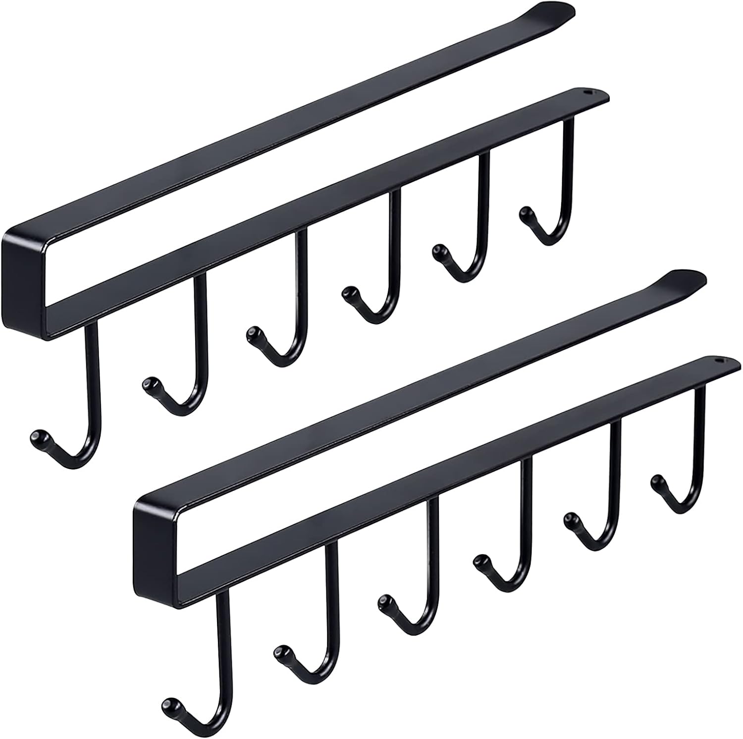 2-częściowy wiszący uchwyt na kubki, oszczędzający miejsce w kuchni, akcesorium kuchenne bez wiercenia, czarny