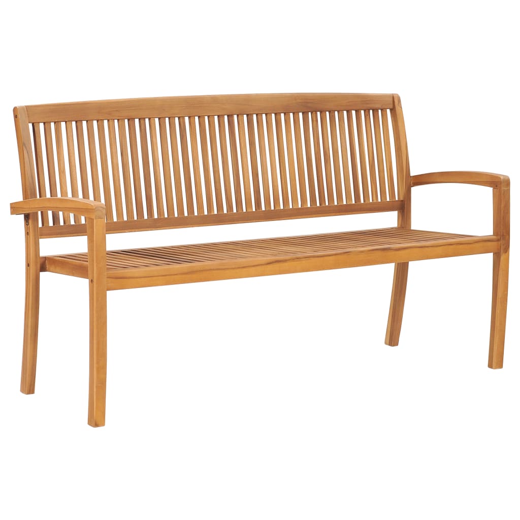 Banc de jardin empilable et coussin 159 cm Bois de teck massif 17 - 2