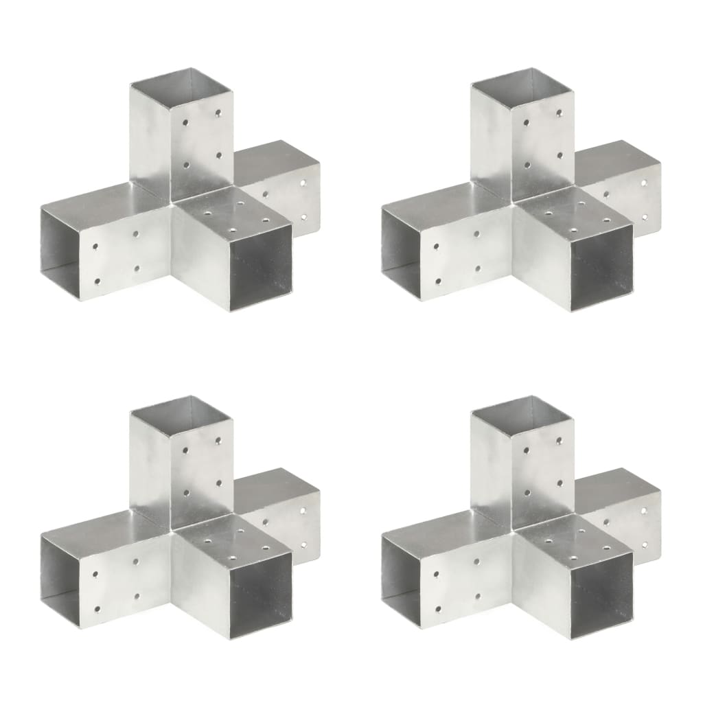 Łączniki w kształcie X, 4 szt., galwanizowany metal, 71x71 mm vidaXL