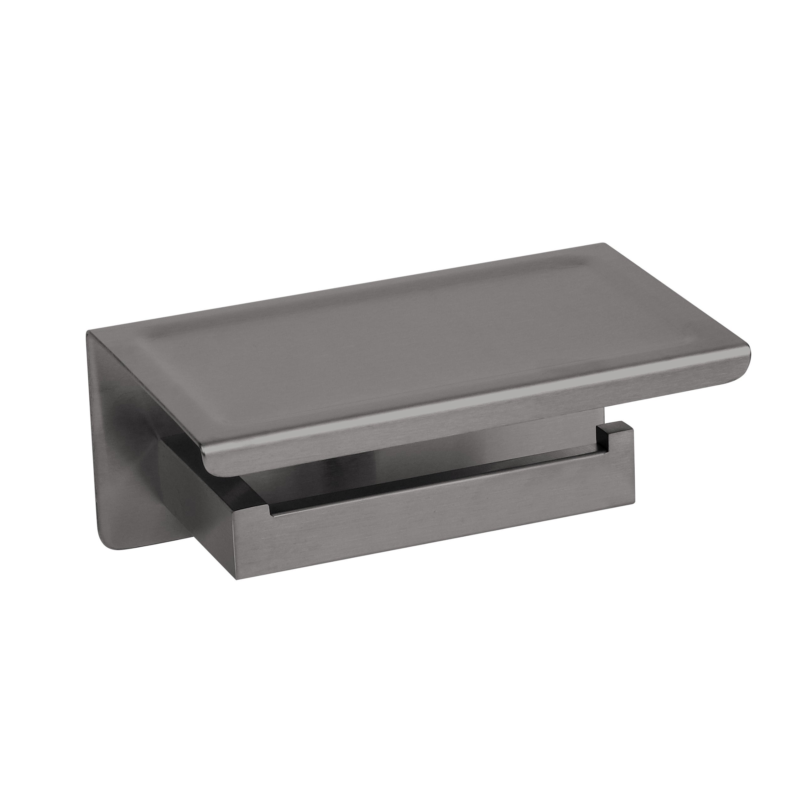 BALNEO - uchwyt na papier toaletowy z półką stal nierdzewna antracytowy Gun Metal - uchwyt na rolki papieru QARX nierdzewny - uchwyt WC z metalu