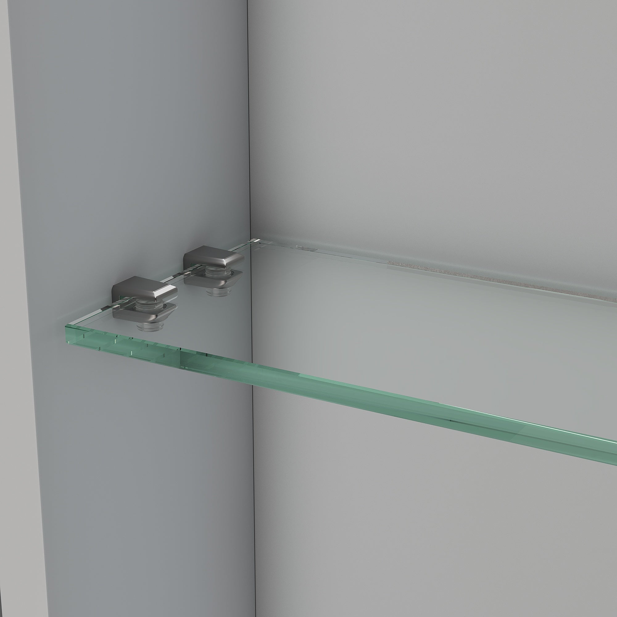 SIRHONA Armoire Miroir Salle de Bain 70x60x13cm avec Porte Vitrée, Miroir Anti-Buée Localisée 3 Lumières et Étagère Verre avec Prise - Gris Maroc - 6