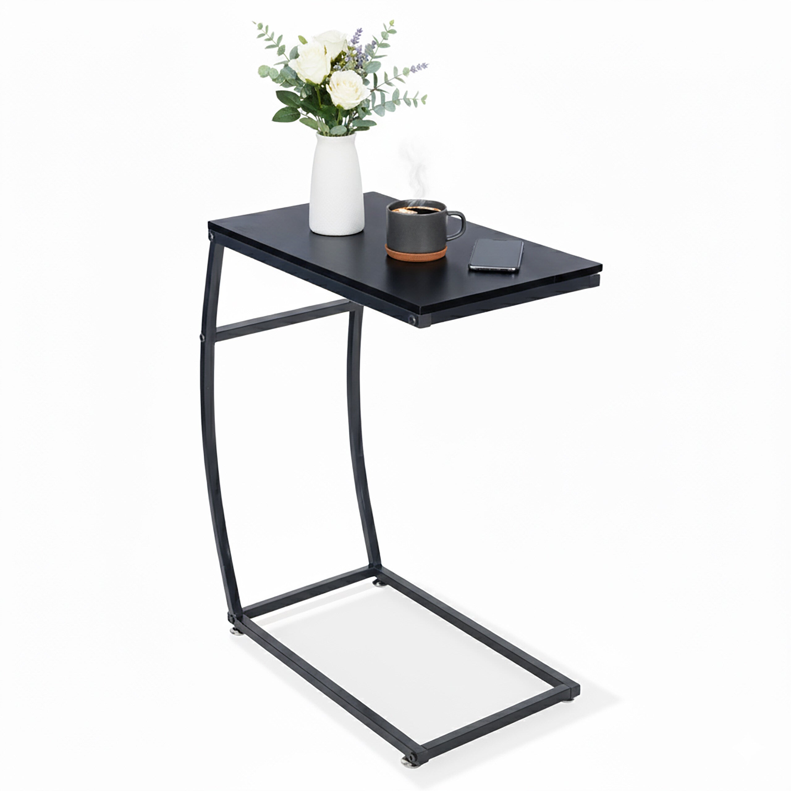 Tavolino laterale a forma di C, tavolino da divano con ruote, tavolino per laptop, altezza regolabile, tavolino da caffè mobile | Leroy Merlin