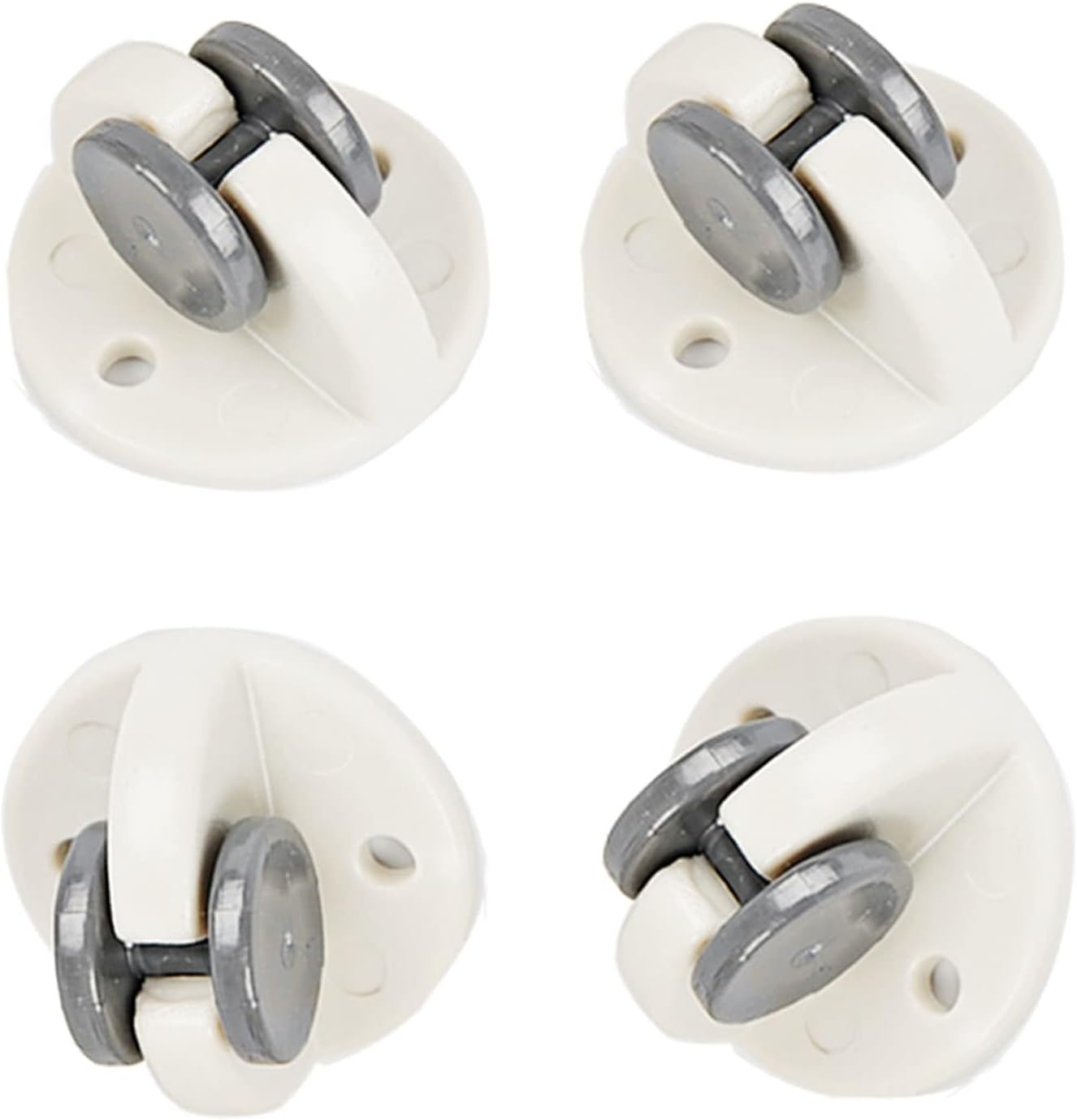 Kit 3 Pièces Roulettes Pour Garde-robe Plastique Blanc - Matériel De Montage Meuble, Neuf Sous Emballage