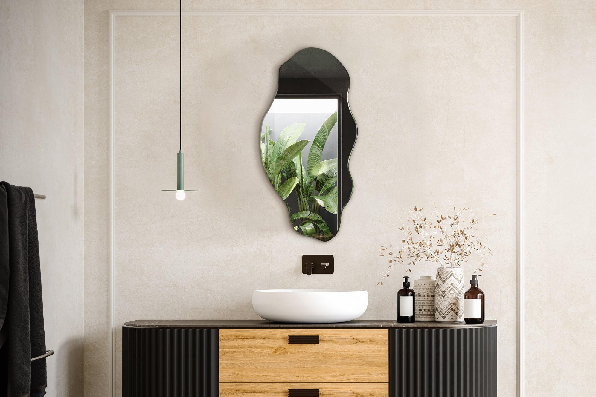 Miroir irrégulier pour maquillage, salle de bain, chambre à coucher - 45 cm x 90 cm - 6