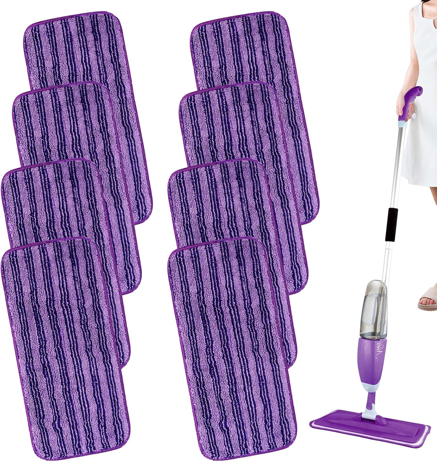 Fioletowe, 8 sztuk nakładek z mikrofibry do mopa, kompatybilne z Swiffer Wet Jet, 30 x 14 cm, wymienne nakładki z mikrofibry do mopa, nakładki z mik
