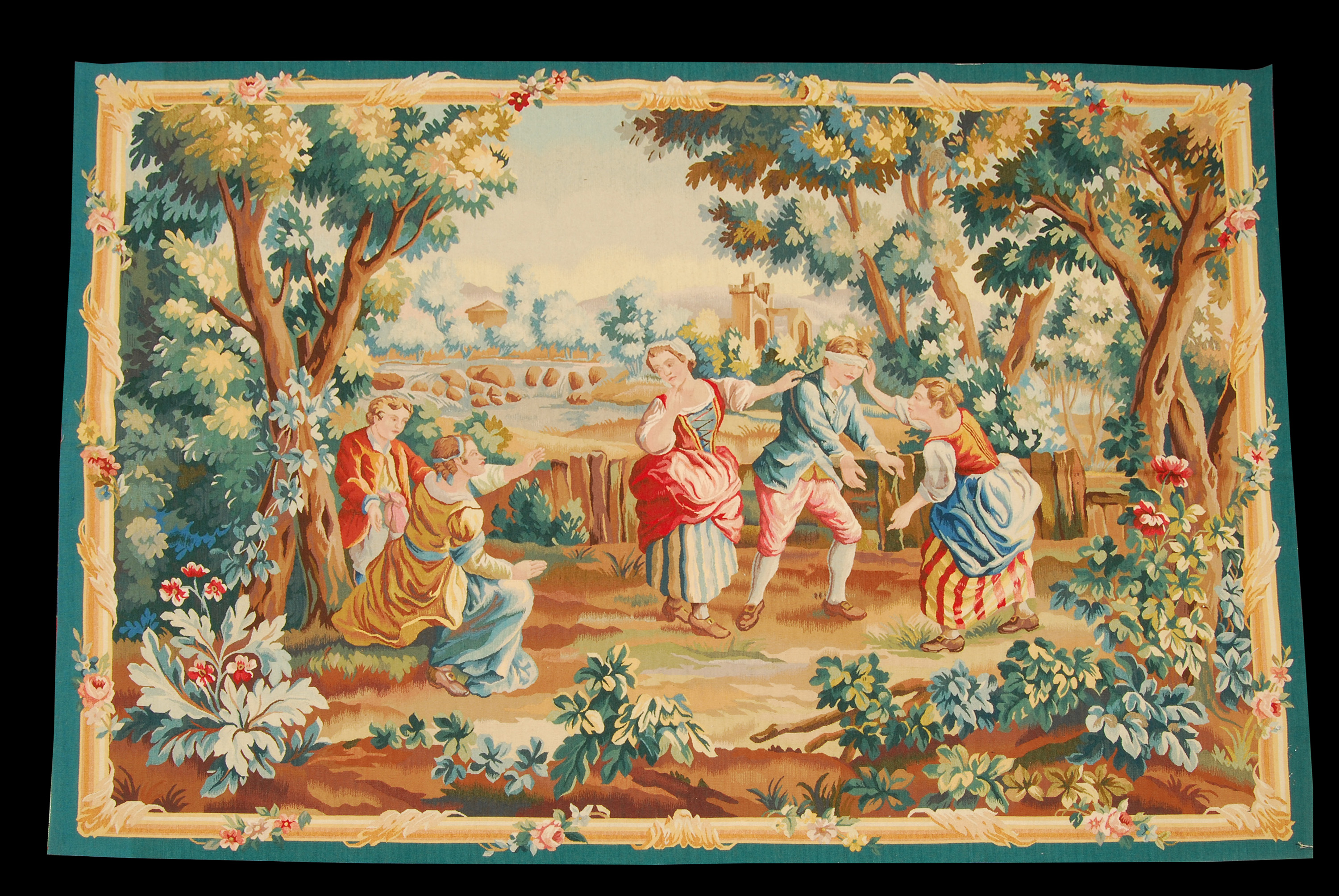 205x162 cm Gobelin Aubusson, klasyczny, figuratywny wzór francuski