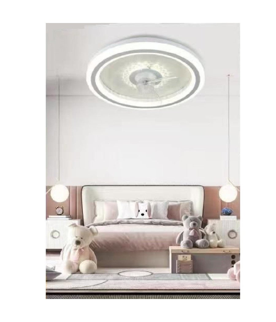 Ventilatore A Soffitto Con Luce LED E Telecomando | Motore DC 6 Velocità Reversibile | Design Moderno Per Camerette 61 Cm