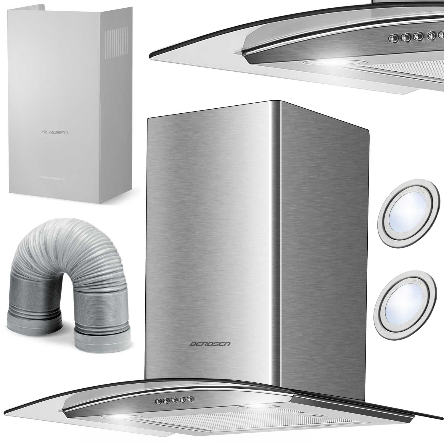 Okap kuchenny kominowy 60 cm Berdsen inox BT-202