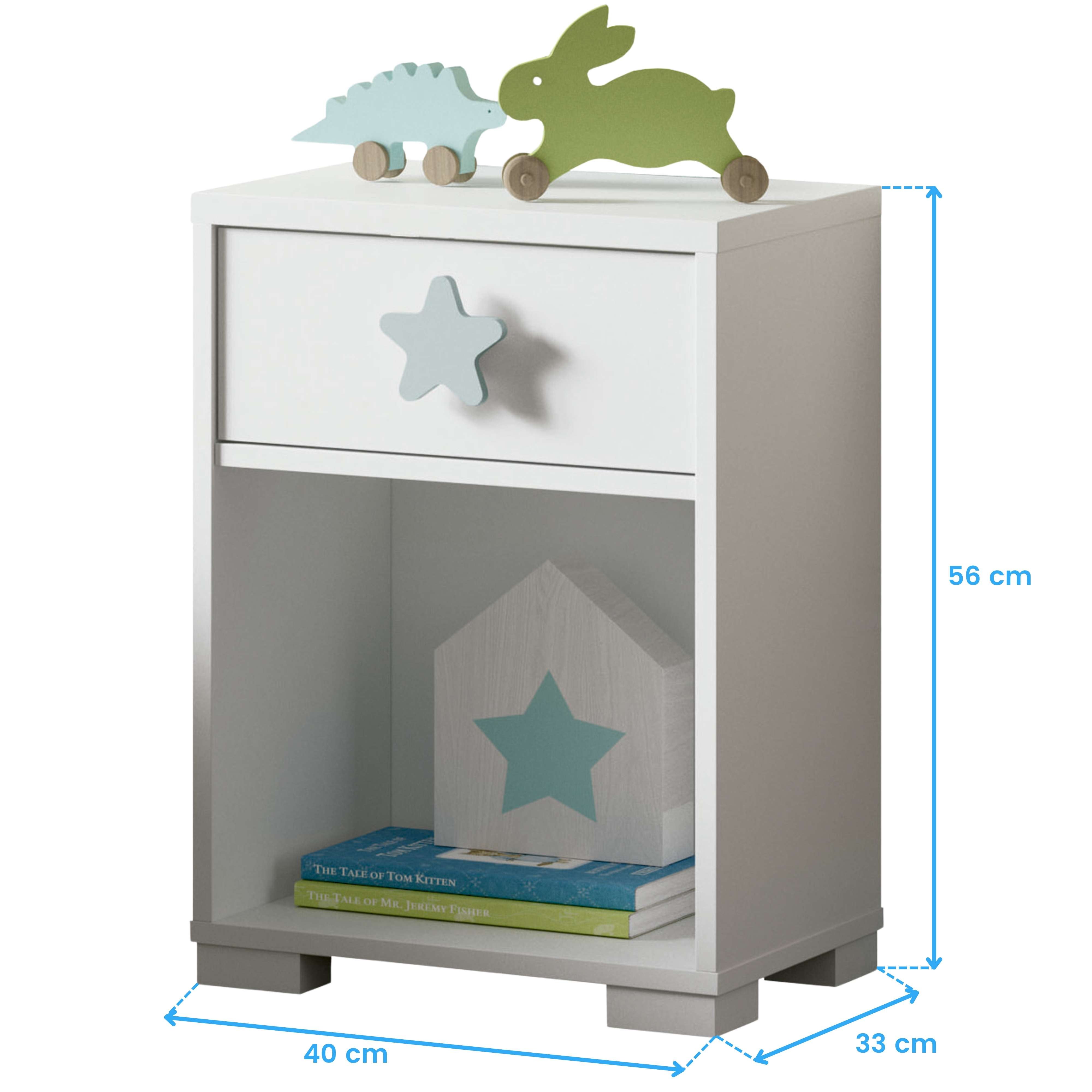 Table de chevet enfant Star White 56x40x33 cm - 6