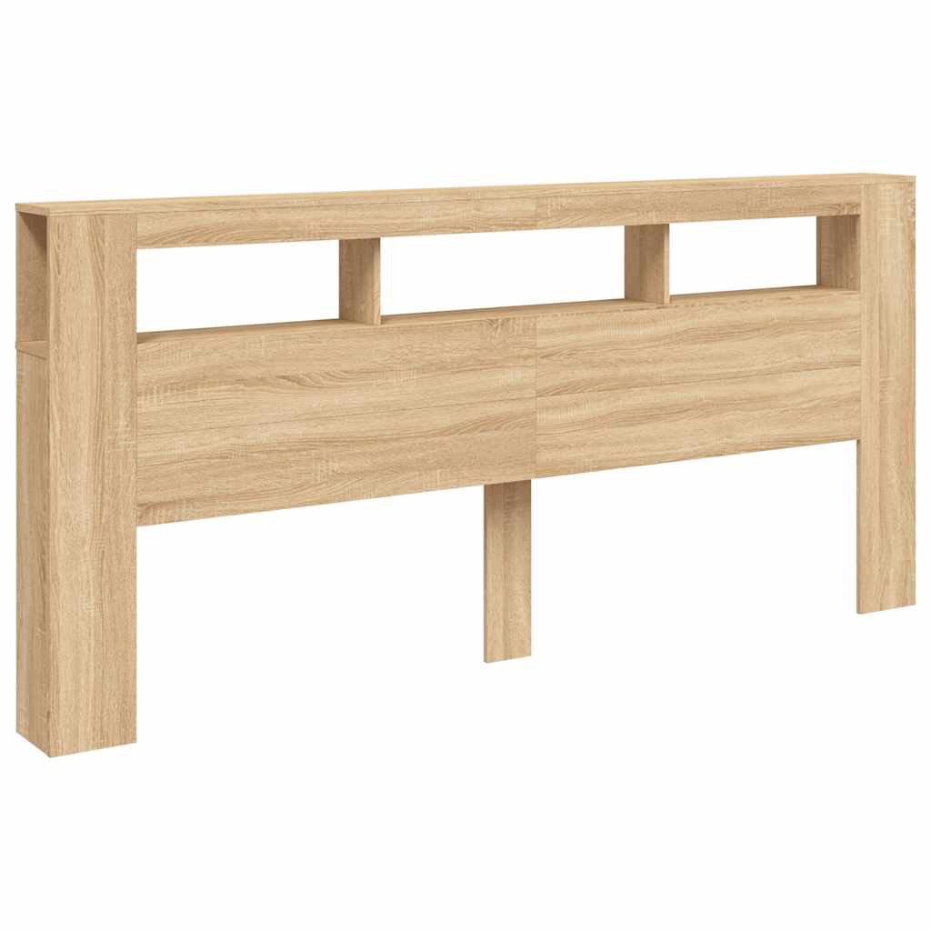 Cabecero LED madera ingeniería roble 220x18,5x103,5 cm - 4