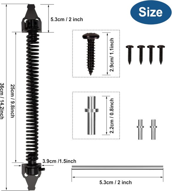 Chiudiporta Automatico Regolabile A Molla - Per Porte Domestiche E Commerciali, Nero, Silenzioso E Facile Da Installare - Foto 7