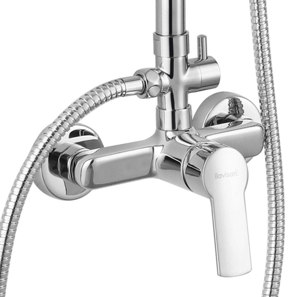 Kibath Rubinetto monocomando per colonna doccia SIX, finitura cromo lucido, in ottone - 2